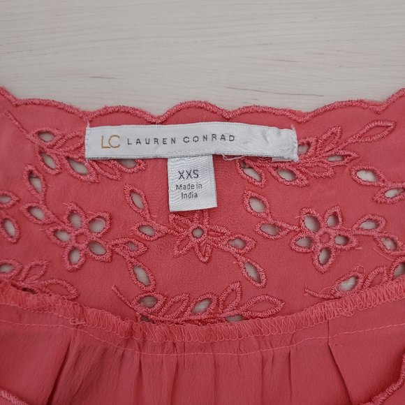 Lauren Conrad pink eyelet tank xxs - Picture 2 of 2